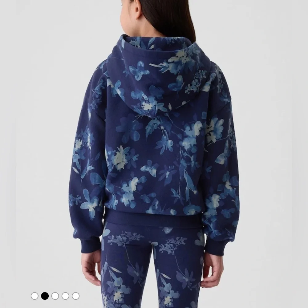 Gap Kids Girls Floral Butterfly Logo Hoodie sweatshirt  Navy Blue Size L (10)